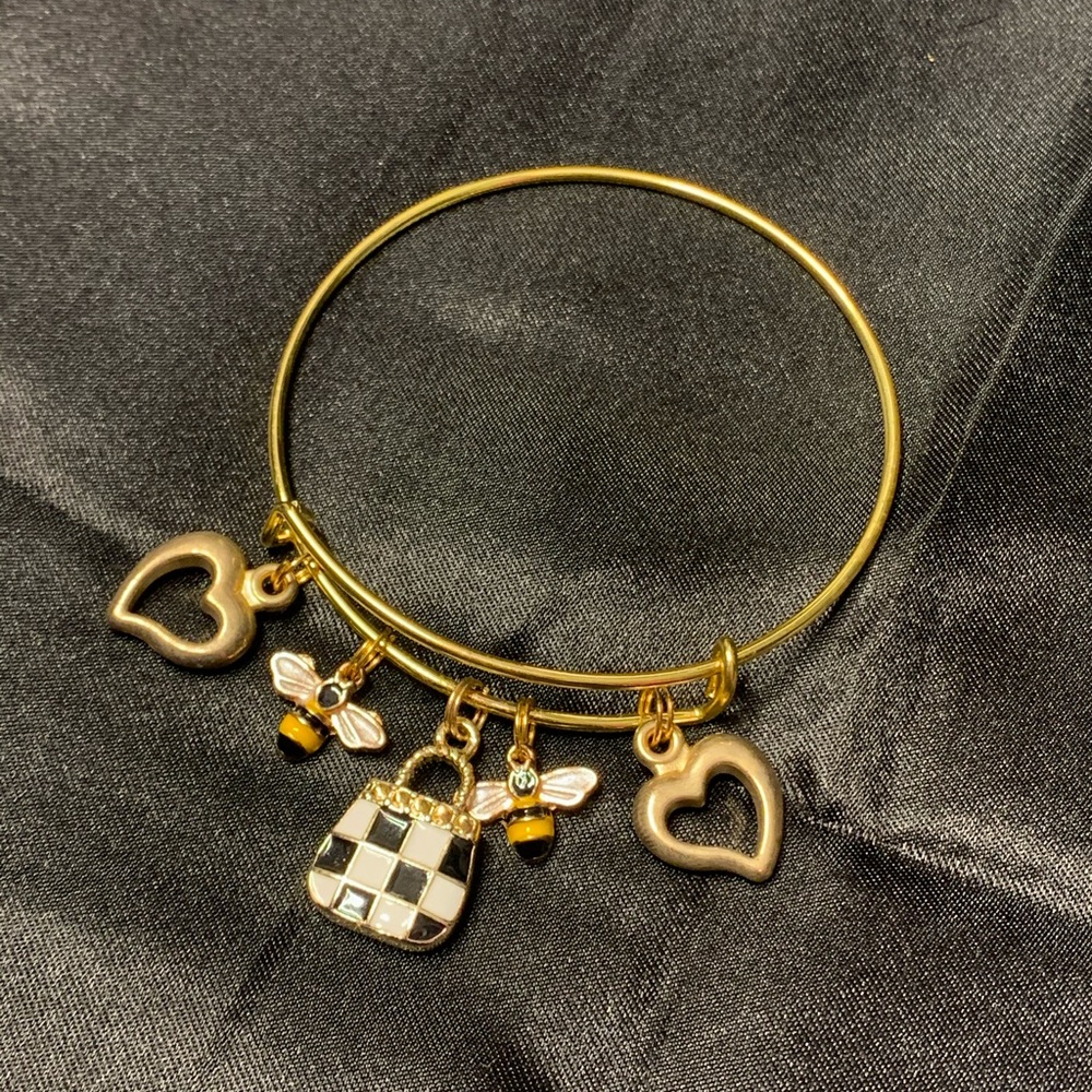 Golden Bee Charm Bangle
